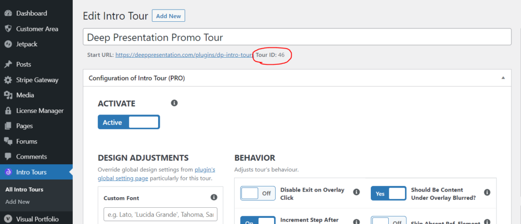 How to find a tour ID - Intro Tour Tutorial plugin